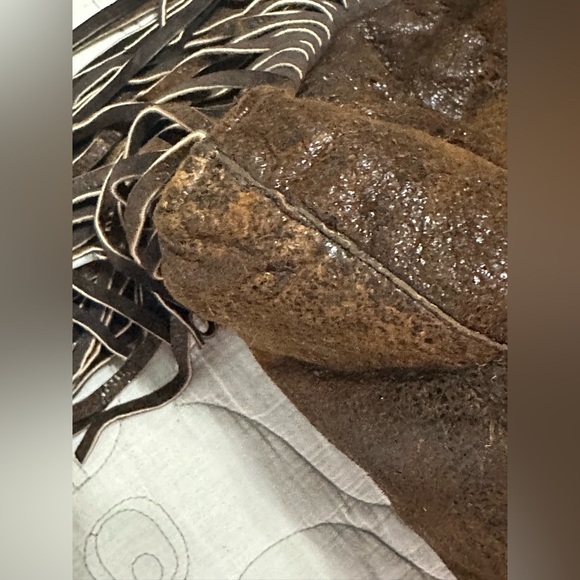 NEW Christiansen Orizzonte Distressed Leather Bag Fringe Camello - Picture 9 of 16